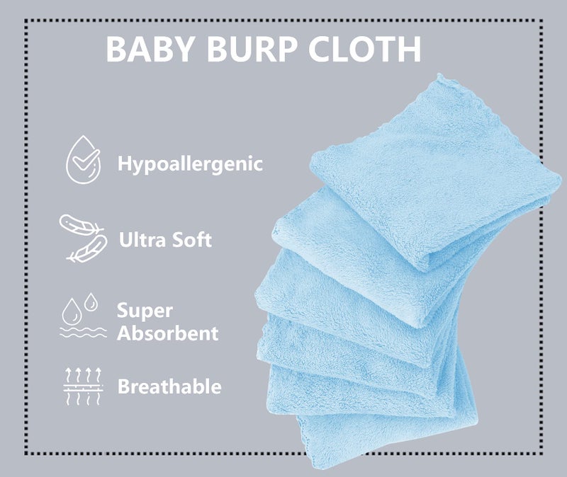 Spotted Play 8 Pack Large Burp Cloths for Baby - 20" by 10" Ultra Absorbent Burping Cloth, Hand Washcloths, Newborn Towel - Milk Spit Up Rags - Burpy Cloths for Unisex, Boy, Girl - Burp Cloths Set(Aquamarine) - Image 2